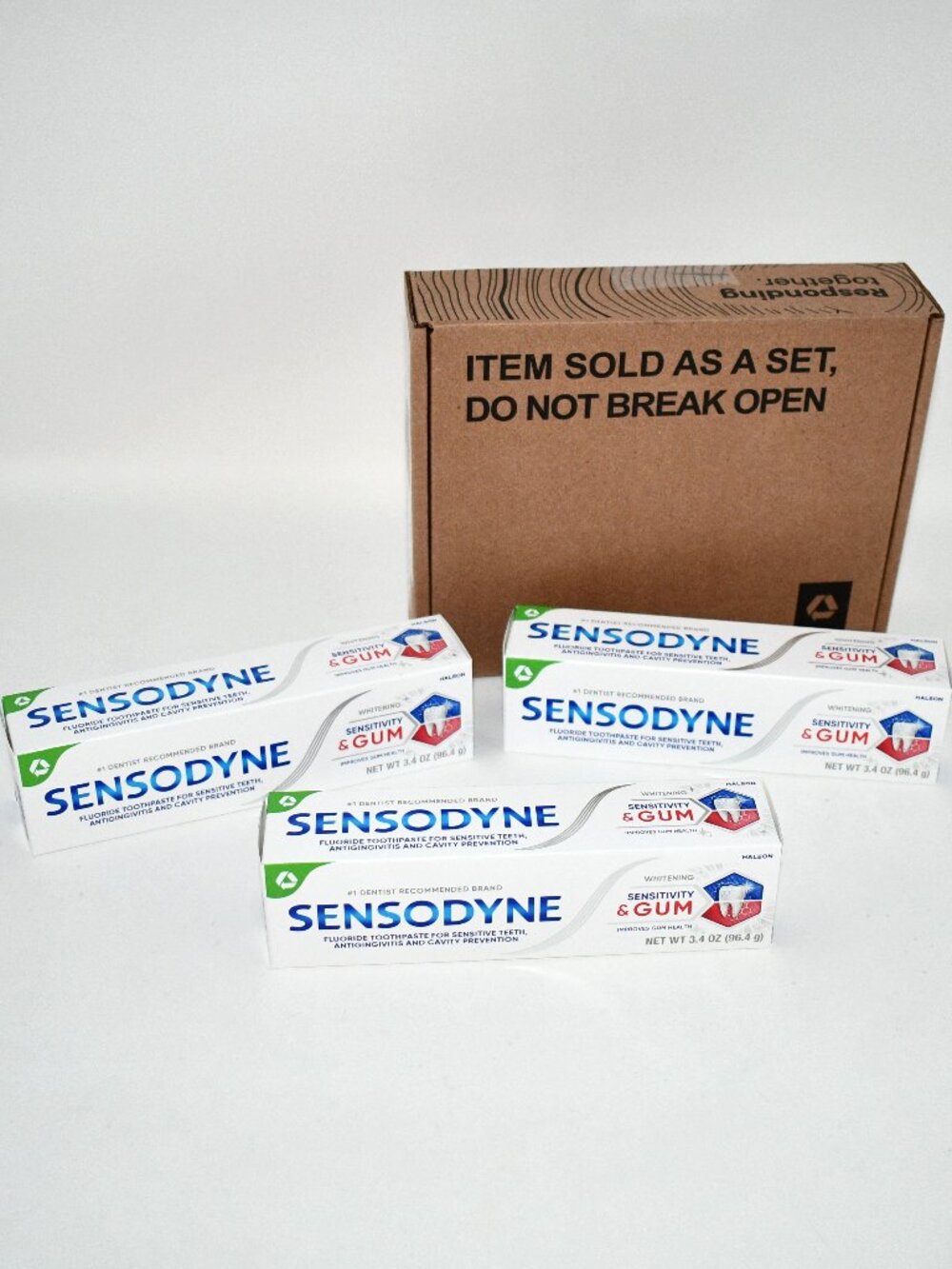 Sensodyne Sensitivity & Gum Whitening Toothpaste Pack of 3 3.4 oz Stannous Fluor